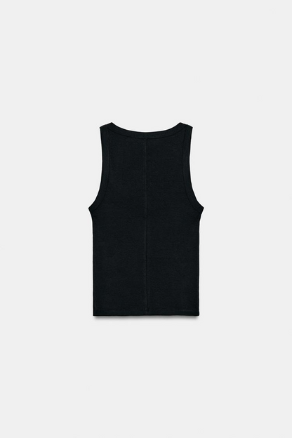 black sleeveless tank top